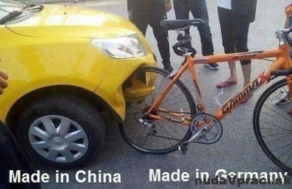 Čínske auto vs nemecký bicykel