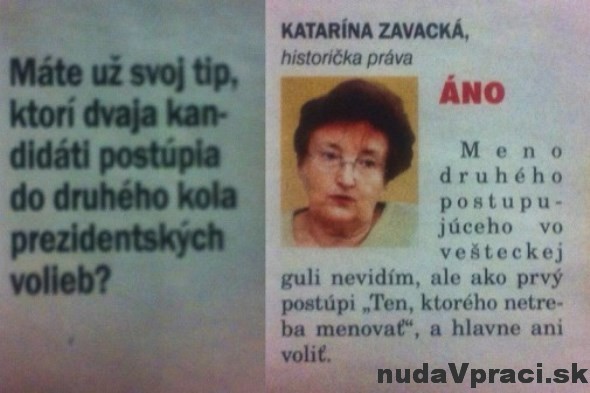 Tip na kandidáta od pani Zavackej