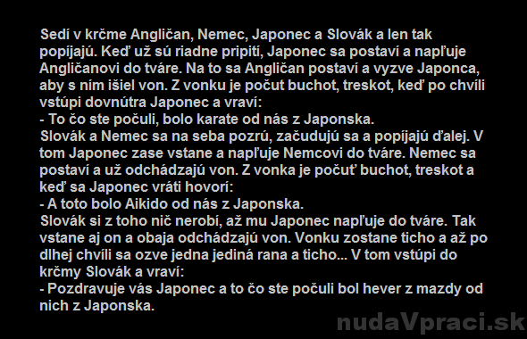 Angličan, Nemec, Japonec a Slovák v krčme