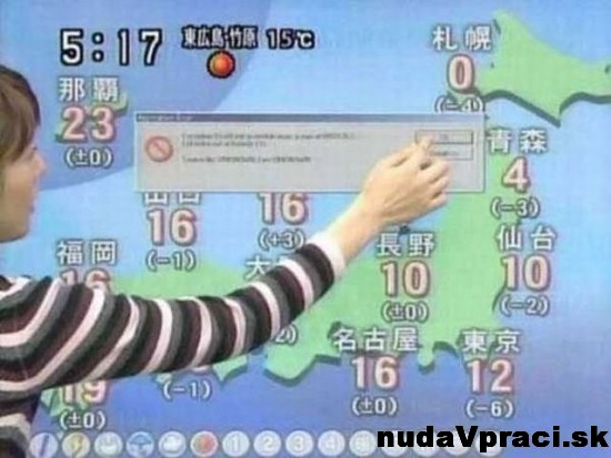Windows error v živom prenose