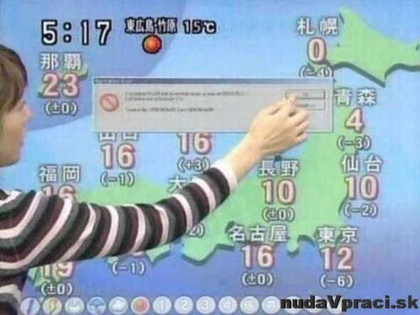 Windows error v živom prenose