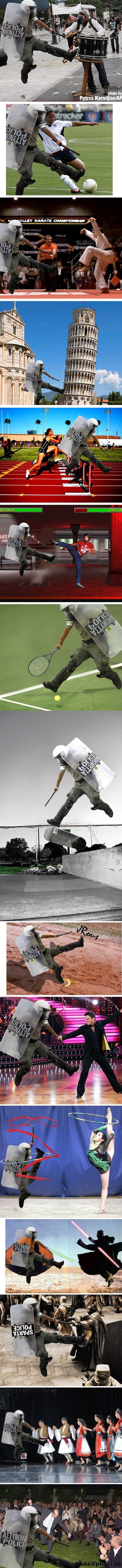 Grécky poriadkový policajt a jeho kolekcia kopov