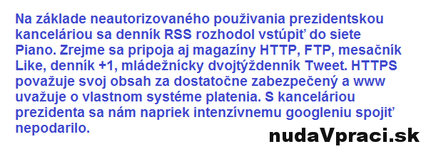 Kancelária prezidenta a denník RSS
